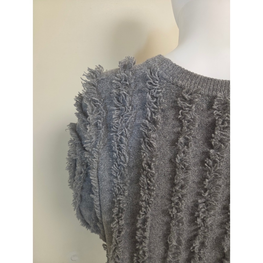Madewell Gray 100% Merino Wool Fringe Textured Pullover Sweater XXS - Picture 5 of 10